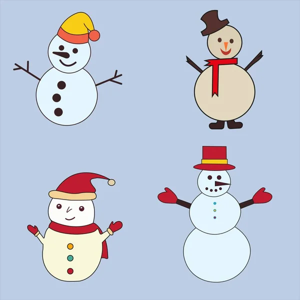 Snowman editable vector file set collection
