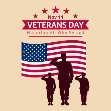 Veterans day editable vector illustration, 11th November, flag, America, USA, parade.