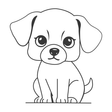 Şirin Köpek Oturma Çizgisi Çizim Sanatı