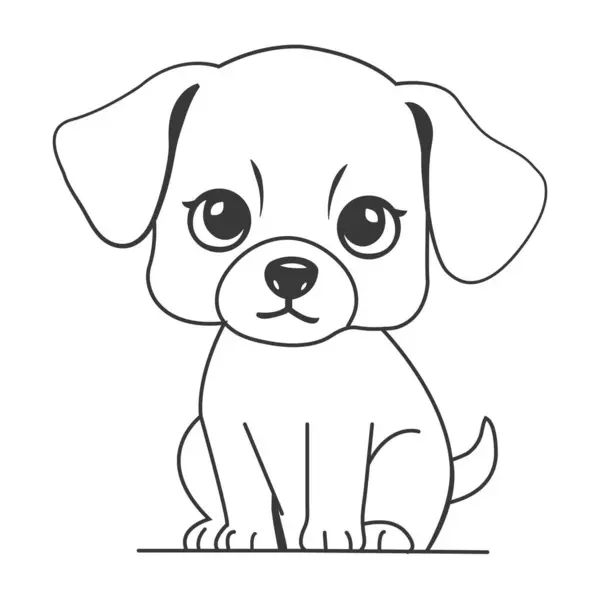 Şirin Köpek Oturma Çizgisi Çizim Sanatı
