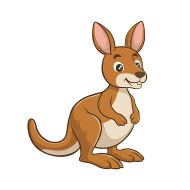 Karikatür Şirin Kanguru Vektör İllüstrasyon Tasarımı