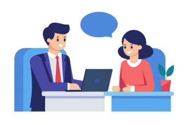 Mutlu iş arkadaşları dizüstü bilgisayar, modern daire tasarımı, pozitif ruh hali üzerine işbirliği yapıyorlar..