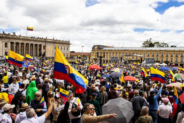 Bogota Colombia 2022 Szeptember Békés Tüntetések Bogotában Kolumbiában Gustavo Petro — Stock Fotó