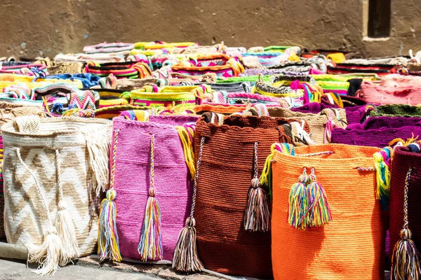 Calle Venta Bogotá Bolsos Tradicionales Hechos Mano Por Mujeres Comunidad —  Fotos de Stock
