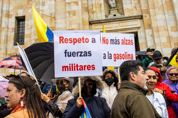 Bogota Colombia Julio 2023 Protesta Pacífica Los Miembros Reserva Activa — Foto de Stock
