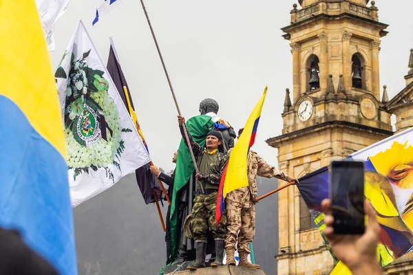 Bogota Colombia Juli 2023 Vreedzaam Protest Van Leden Van Actieve — Stockfoto