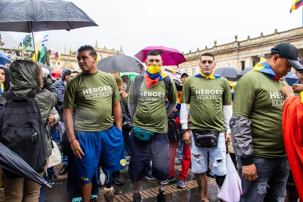 stock image BOGOTA, COLOMBIA, 19 JULY 2023. Peaceful protest of the members of the active reserve of the military and police forces in Bogota Colombia against the government of Gustavo Petro.