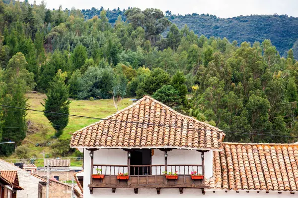 Vista Las Hermosas Montañas Casas Del Pequeño Pueblo Tibasosa Región —  Fotos de Stock