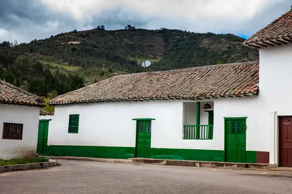 Schöne Architektur Der Straßen Der Kolonialen Kleinstadt Iza Departamento Boyaca — Stockfoto
