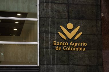 Bogota, Colombia - October 21st 2023. Facade of the Banco Agrario bank in Bogota. Finances concept