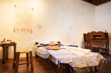 GUADUAS, COLOMBIA - 12 HAZİRAN 2024 Kolombiya bağımsızlık kahramanı Policarpa Salavarrieta 'nın Natal Evi, aynı zamanda memleketinde La Pola olarak da bilinir..