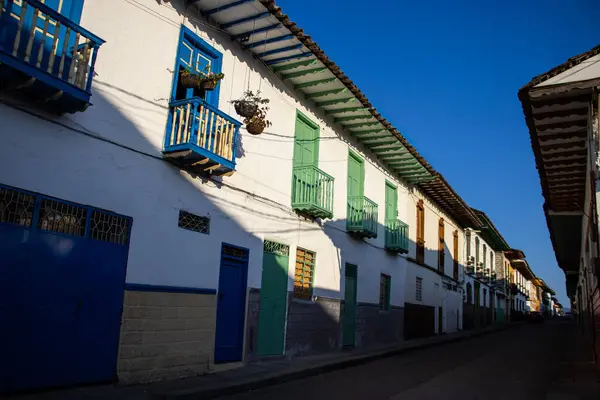 Ruas Bonitas Centro Histórico Cidade Patrimonial Salamina Localizada Departamento Caldas — Fotografia de Stock