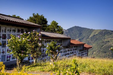 SALAMINA, COLOMBIA - 14 HAZİRAN 2024: Kolombiya 'nın Caldas departmanındaki güzel miras kasabası Salamina' nın tarihi mezarlığı