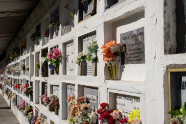 SALAMINA, COLOMBIA - 14 HAZİRAN 2024: Kolombiya 'nın Caldas departmanındaki güzel miras kasabası Salamina' nın tarihi mezarlığı