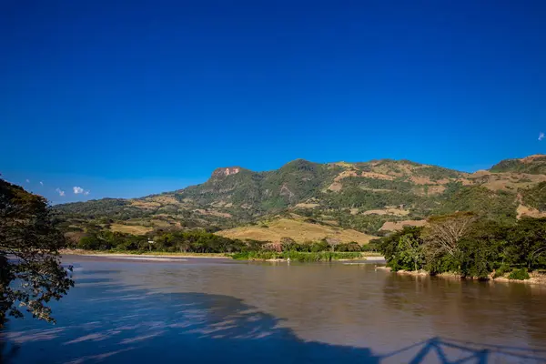 stock image View of the Cauca River from the Cauca Bridge located at La Pintada in the Municipality of Aguadas at the department of Caldas in Colombia