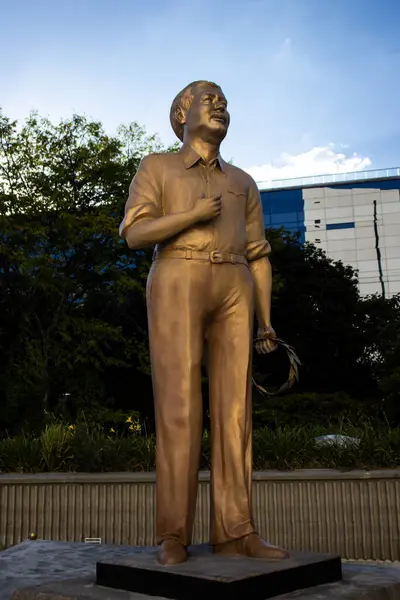 stock image Medellin, Colombia - January 18, 2024: Monument to the Governor of Antioquia Antonio Roldan Betancur assassinated by the Medellin Cartel on July 4 of 1989.