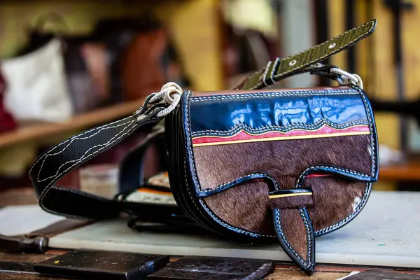 Stock image Colombian traditional leather satchel from the Antioquia Region called Carriel