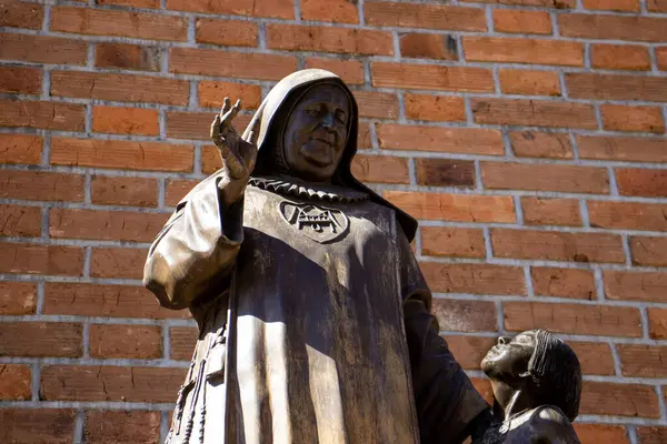 stock image Jerico, Colombia - January 16, 2024: Statue of the Holy Mother Laura Montoya at her beautiful natal town of Jerico in the department of Antioquia.