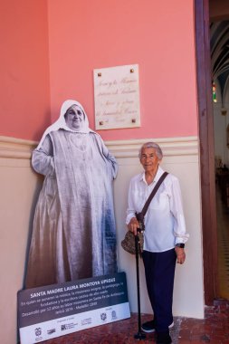 Jerico, Kolombiya - 16 Ocak 2024: Kutsal Rahibe Laura Montoya 'nın Kutsal Yürek Kilisesi' nde, memleketi Jerico, Antioquia 'da son sınıf öğrencisi.