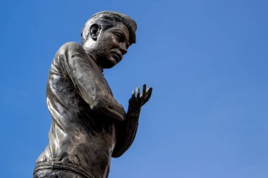 Ciudad de Mexico, Meksika - 15 Kasım 2024: Mexico City 'de Cantinflas olarak bilinen ünlü Meksikalı komedi oyuncusu Mario Moreno anıtı.