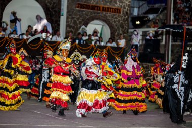 San Martin Chalchicuautla, San Luis Potosi, Mexico  November 1, 2024: Traditional celebration of the Xantolo at the town of San Martin Chalchicuautla in the state of  San Luis Potosi. Day of womens parades. clipart