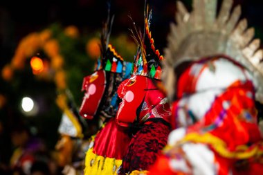 San Martin Chalchicuautla, San Luis Potosi, Meksika 1 Kasım 2024: San Luis Potosi eyaletinin San Martin Chalchicuautla kasabasında Xantolo geleneksel kutlaması. Kadın Geçit Törenleri Günü.