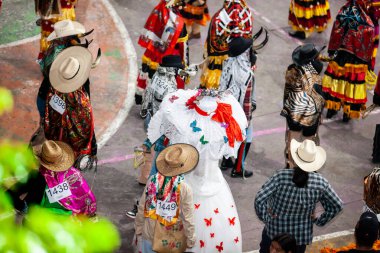 San Martin Chalchicuautla, San Luis Potosi, Meksika 1 Kasım 2024: San Luis Potosi eyaletinin San Martin Chalchicuautla kasabasında Xantolo geleneksel kutlaması. Kadın Geçit Törenleri Günü.