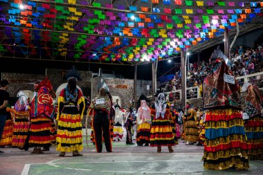 San Martin Chalchicuautla, San Luis Potosi, Meksika 1 Kasım 2024: San Luis Potosi eyaletinin San Martin Chalchicuautla kasabasında Xantolo geleneksel kutlaması. Kadın Geçit Törenleri Günü.