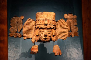 Mexico City, Meksika 12 Kasım 2024: Tanrı Tlaloc 'un seramik temsili, yağmur tanrısı.