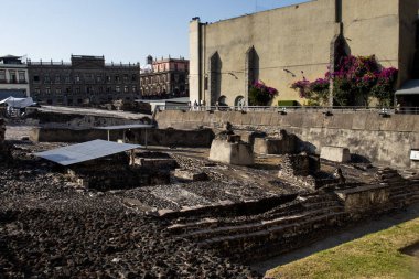 Mexico City, Mexico  November 12, 2024: View of the Templo Mayor excavation site and Museum in Mexico City. clipart