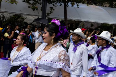 Mexico City, Meksika - 19 Ekim 2024 Mexico City 'deki Reforma Caddesi' nde Alebrijes adında renkli hayali yaratıkların geleneksel geçit töreni.