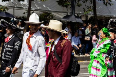 Mexico City, Meksika - 19 Ekim 2024 Mexico City 'deki Reforma Caddesi' nde Alebrijes adında renkli hayali yaratıkların geleneksel geçit töreni.