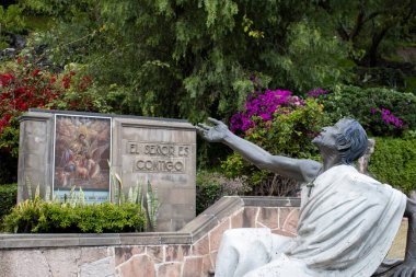 Mexico City, Mexico - October 27, 2024: Statue of San juan diego Cuauhtlatoatzin at Tepeyac Hill in Mexico City. clipart