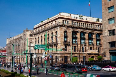 Mexico City, Mexico - 23 Ekim 2024 Mexico City 'nin tarihi şehir merkezinin güzel antika binaları.