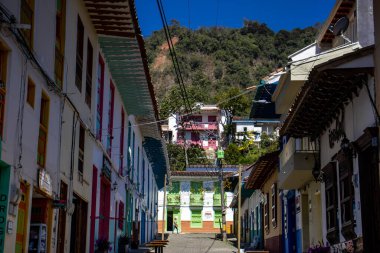 Jerico, Kolombiya - 16 Ocak 2024. Jerico 'nun güzel caddeleri Kolombiya' daki Antioquia Bölümü 'nde yer almaktadır..