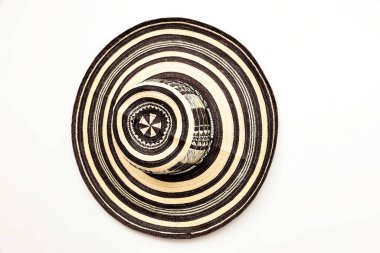 Kolombiya 'nın geleneksel şapkası Sombrero vueltiao. Kolombiya konsepti. Kolombiya kültürü konsepti. Arkaplan