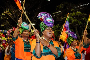 Cali, Kolombiya - 29 Eylül 2025. Pasto 'daki Biyolojik Çeşitlilik Haftası' nın açılışına Pasto 'dan davet edilen Beyaz ve Kara Geçit.