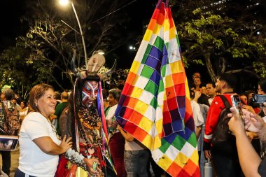 Cali, Kolombiya - 29 Eylül 2025. Pasto 'daki Biyolojik Çeşitlilik Haftası' nın açılışına Pasto 'dan davet edilen Beyaz ve Kara Geçit.