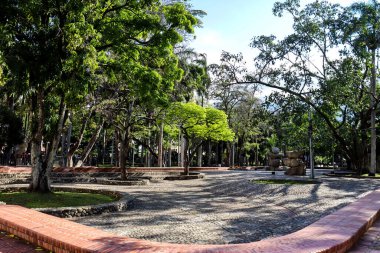 View of the Central Park Cali River built in tribute to each of the rivers that flow through this region: the Cali, Cauca, Melendez, Canaveralejo, Aguacatal, Lili, and Pance rivers.