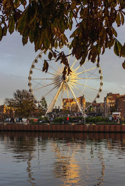 Gdansk, Poland - 1 November, 2022: Amber Sky Ferris Wheel in Gdansk. 