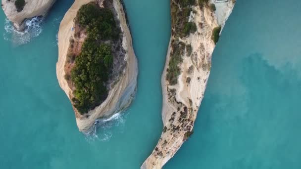 Aerial View Desolate Canal Amour Island Corfu Greece Channel Love — Αρχείο Βίντεο