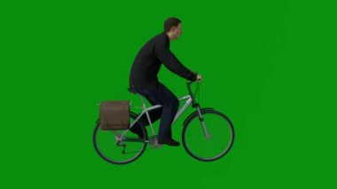 3d man Bike go green screen chroma key background 3d render animation full hd 10