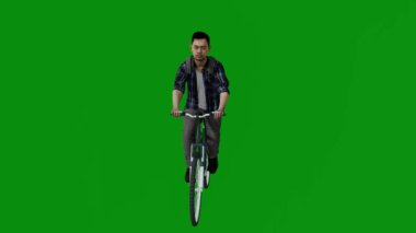 3D Asyalı genç sporcu yeşil ekranda Forest Park 'a gidip spor yapıyor.