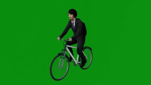 Працівник Зеленому Екрані Лікар Їде Велосипеді Місті Пео — стокове відео