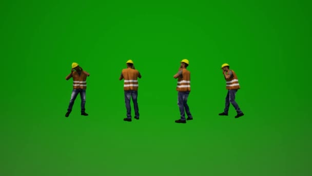 Urban Workers Green Screen Walking Consulting Phone Four Diff — Stock Video