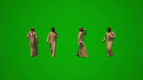 Group Different Uae Arab Muslim Men Green Screen Background Talking — Stok video