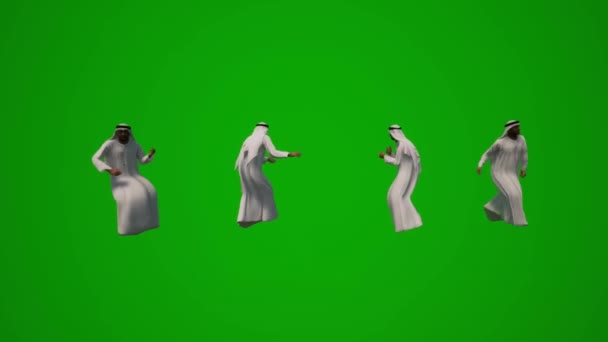 Árabe Homem Verde Tela Dança Andar Animação Render — Vídeo de Stock
