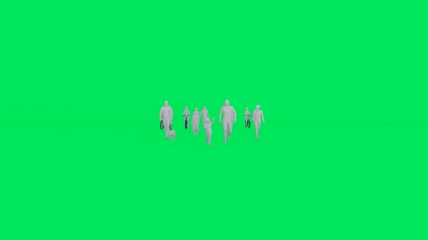 3D不同运动人士步行绿屏隔离单色背景色4K — 图库视频影像