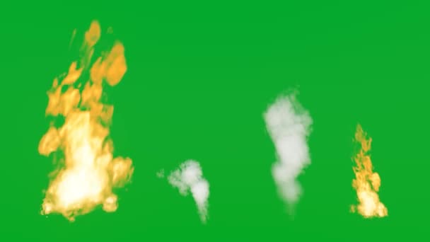 Fire Effect Smoke Isolated Green Screen Background Chroma Key Renderin — Video Stock