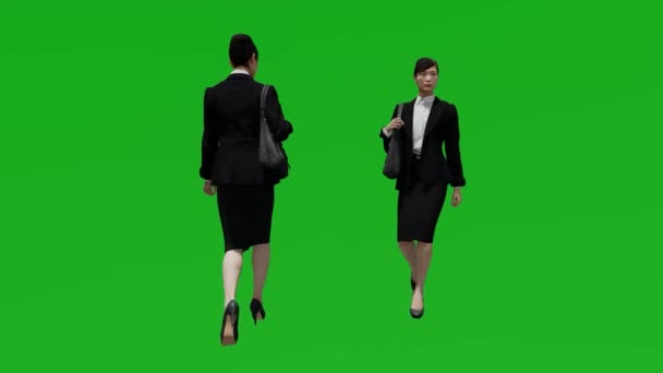 Young Asian Woman Green Screen Walking Store Different Views — Stockvideo